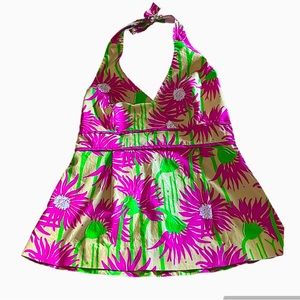 Lilly Pulitzer Pink & Green Floral Halter top sz 4